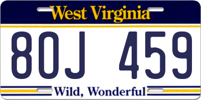 WV license plate 8OJ459