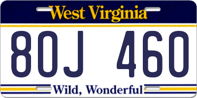 WV license plate 8OJ460