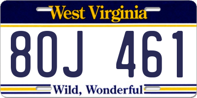 WV license plate 8OJ461