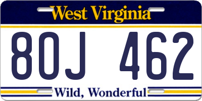 WV license plate 8OJ462