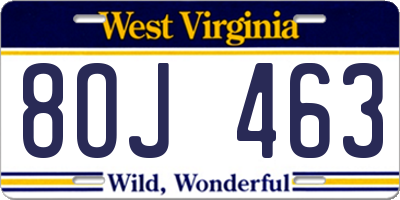 WV license plate 8OJ463