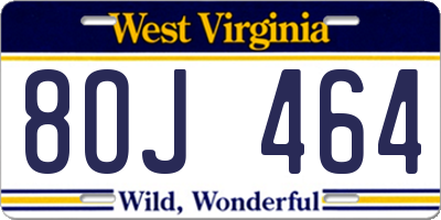 WV license plate 8OJ464
