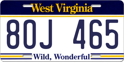 WV license plate 8OJ465