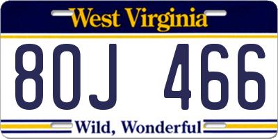 WV license plate 8OJ466