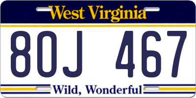 WV license plate 8OJ467