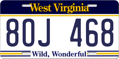 WV license plate 8OJ468