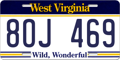 WV license plate 8OJ469