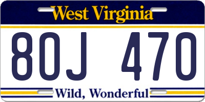 WV license plate 8OJ470
