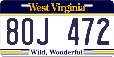 WV license plate 8OJ472