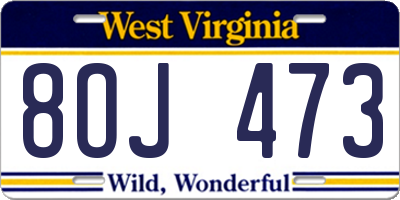 WV license plate 8OJ473