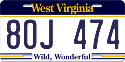WV license plate 8OJ474