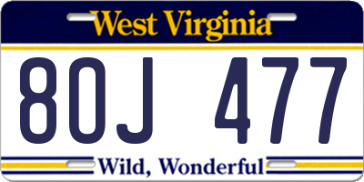 WV license plate 8OJ477