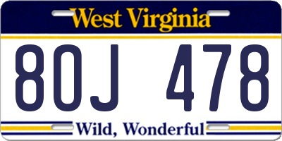 WV license plate 8OJ478