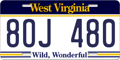 WV license plate 8OJ480