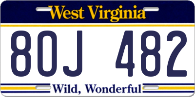 WV license plate 8OJ482