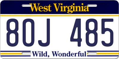 WV license plate 8OJ485