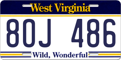 WV license plate 8OJ486