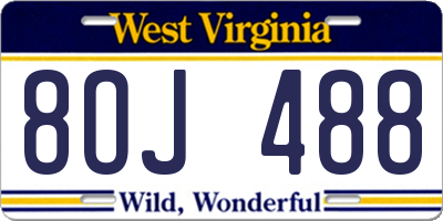WV license plate 8OJ488