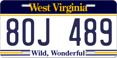 WV license plate 8OJ489