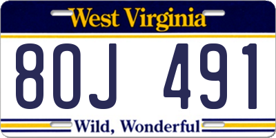 WV license plate 8OJ491