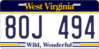 WV license plate 8OJ494
