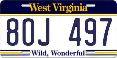 WV license plate 8OJ497