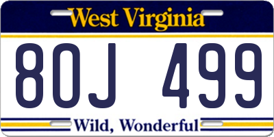 WV license plate 8OJ499