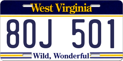 WV license plate 8OJ501
