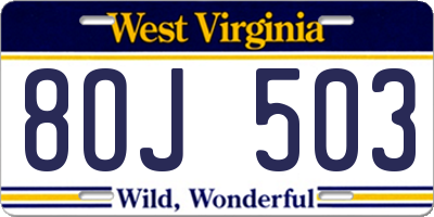 WV license plate 8OJ503
