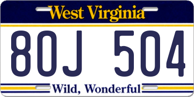 WV license plate 8OJ504