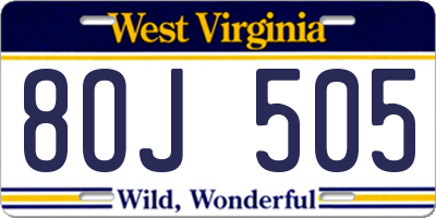 WV license plate 8OJ505