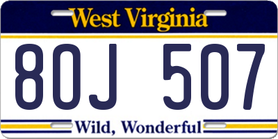 WV license plate 8OJ507