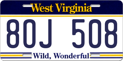 WV license plate 8OJ508
