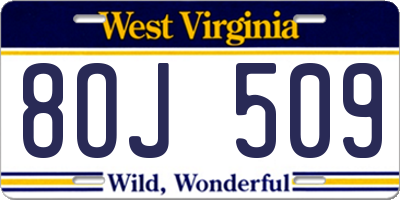 WV license plate 8OJ509