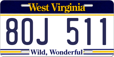 WV license plate 8OJ511