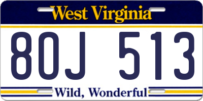 WV license plate 8OJ513