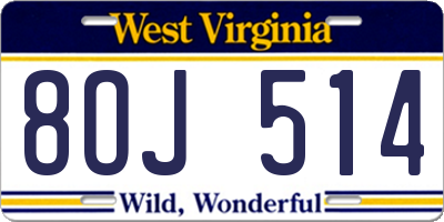 WV license plate 8OJ514