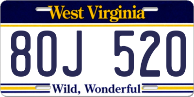 WV license plate 8OJ520