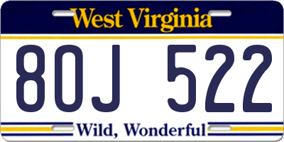 WV license plate 8OJ522