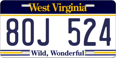 WV license plate 8OJ524