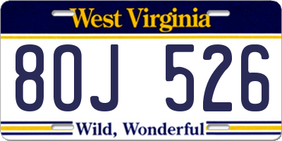 WV license plate 8OJ526