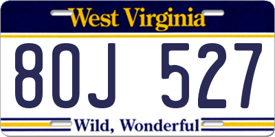 WV license plate 8OJ527