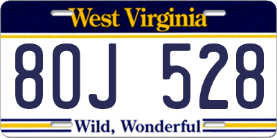 WV license plate 8OJ528