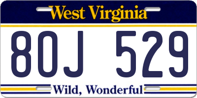 WV license plate 8OJ529