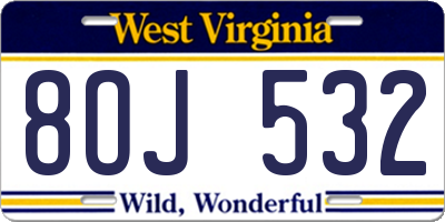 WV license plate 8OJ532