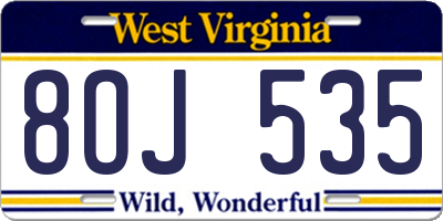 WV license plate 8OJ535