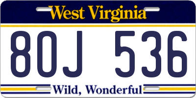 WV license plate 8OJ536