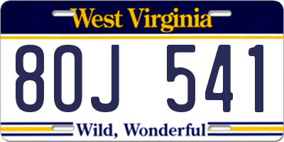 WV license plate 8OJ541