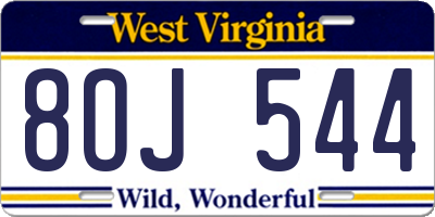 WV license plate 8OJ544