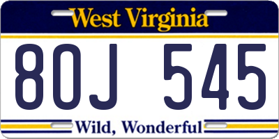 WV license plate 8OJ545